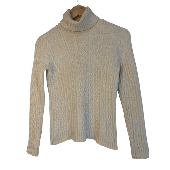 Ralph Lauren Womens Cream Cable Knit Wool & Angora Mock neck Sweater S RY10631 - Picture 6 of 7